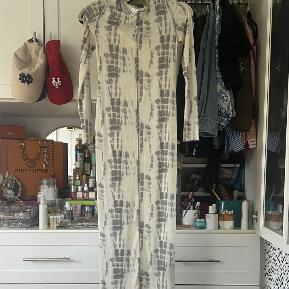 Gray and White Tie-Dye Jumpsuit